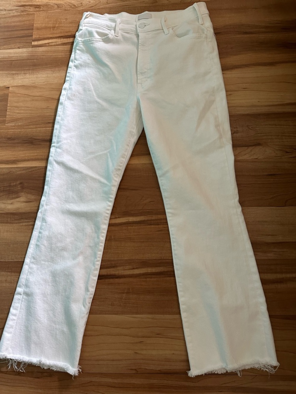 MOTHER White Flare Jeans with Raw Hem